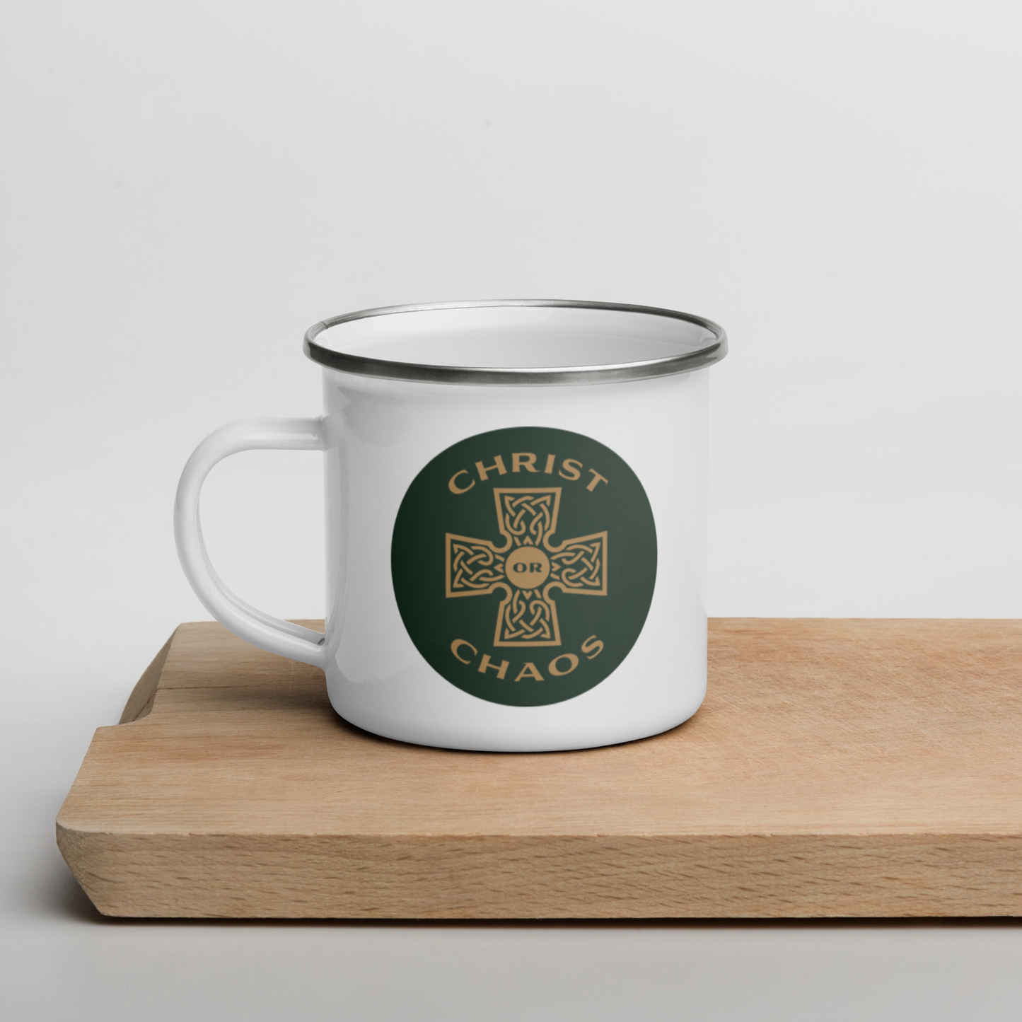 Christ or Chaos 12oz Enamel Mug
