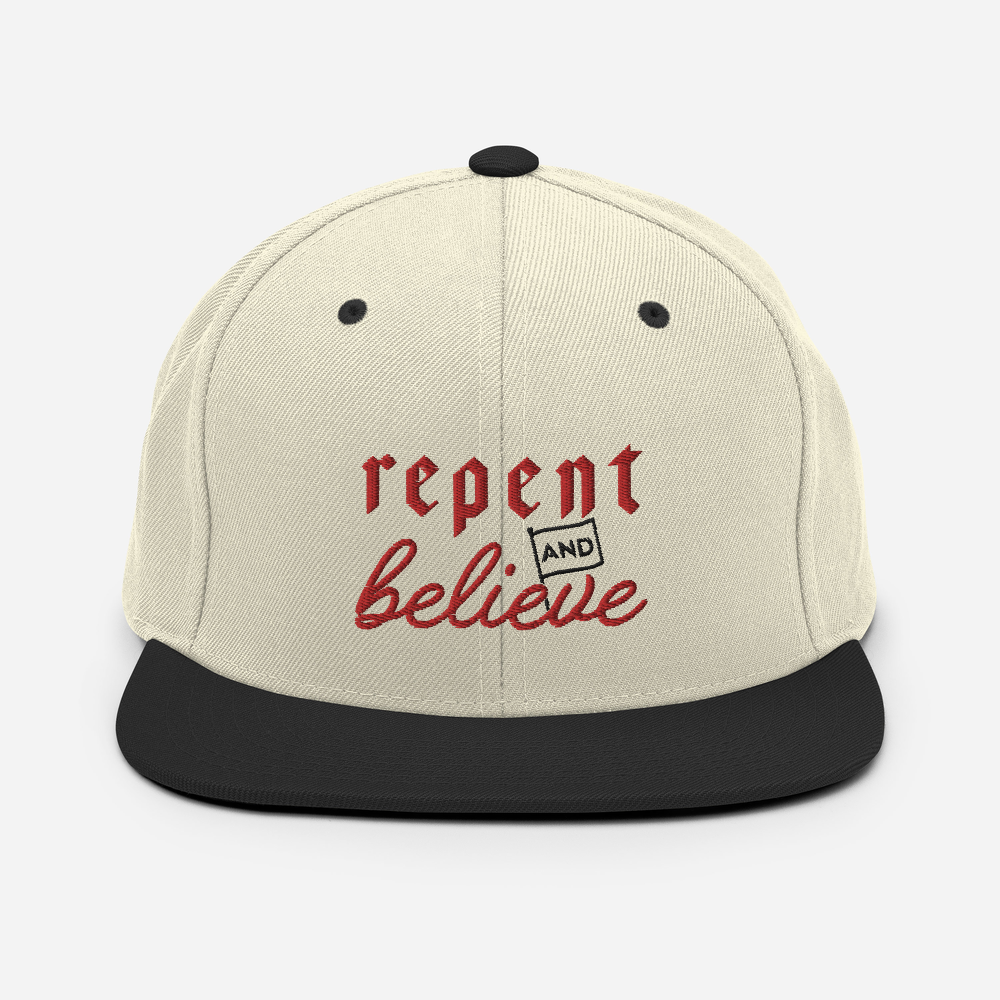 Repent and Believe Snapback Hat - 1689 Designs