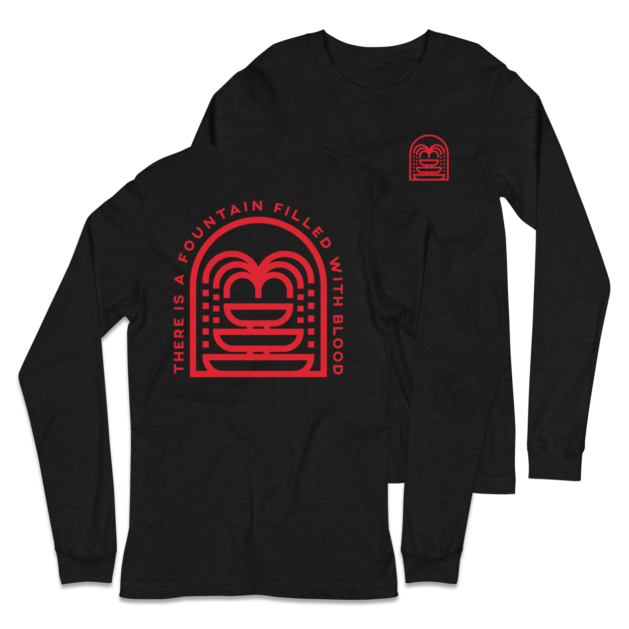 There Is A Fountain (Red) Long Sleeve Shirt - 1689 Designs
