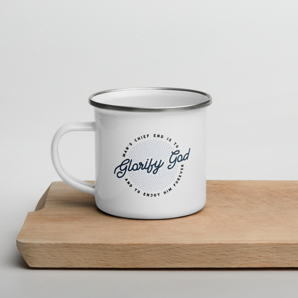 Man's Chief End 12oz Enamel Mug - 1689 Designs