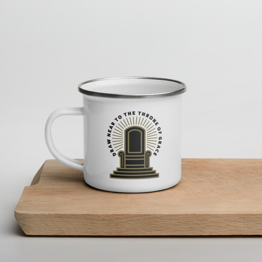 Throne of Grace 12oz Enamel Mug - 1689 Designs