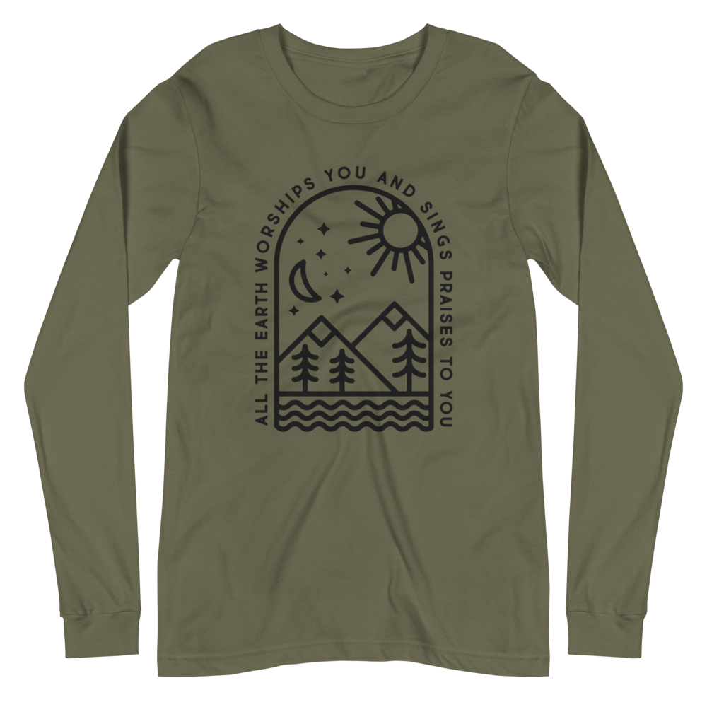 Psalm 66:4 (Front Only) Long Sleeve Shirt